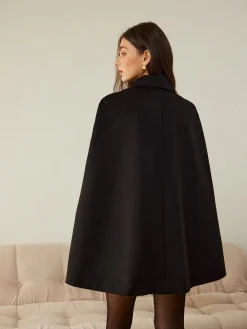 COMMENSE Outerwear|Outerwear^Camellia-Button Cloak Black