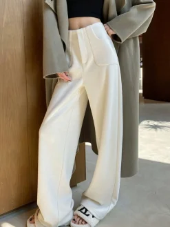 COMMENSE Pants|Bottoms^Casual Corduroy Pants Without Belt Off-White