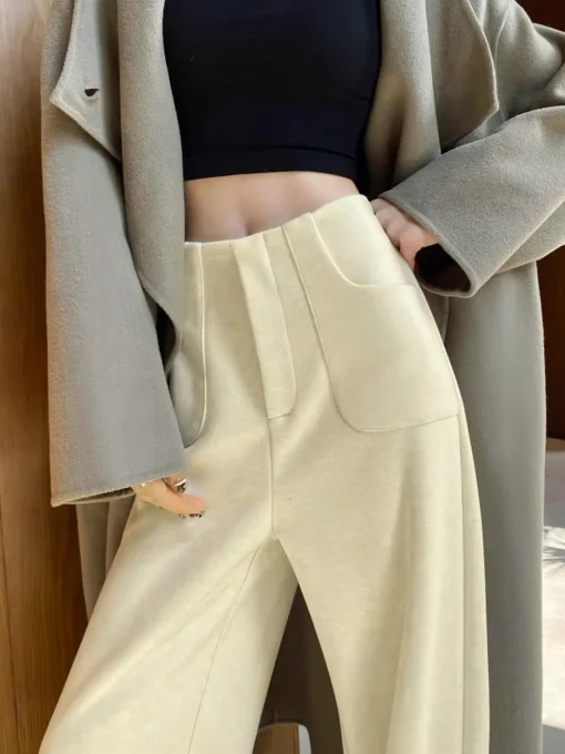 COMMENSE Pants|Bottoms^Casual Corduroy Pants Without Belt Off-White