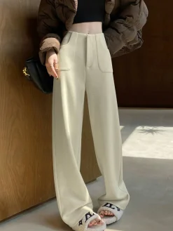 COMMENSE Pants|Bottoms^Casual Corduroy Pants Without Belt Off-White