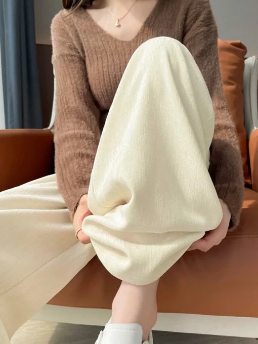 COMMENSE Pants|Bottoms^Casual Corduroy Pants Without Belt Off-White