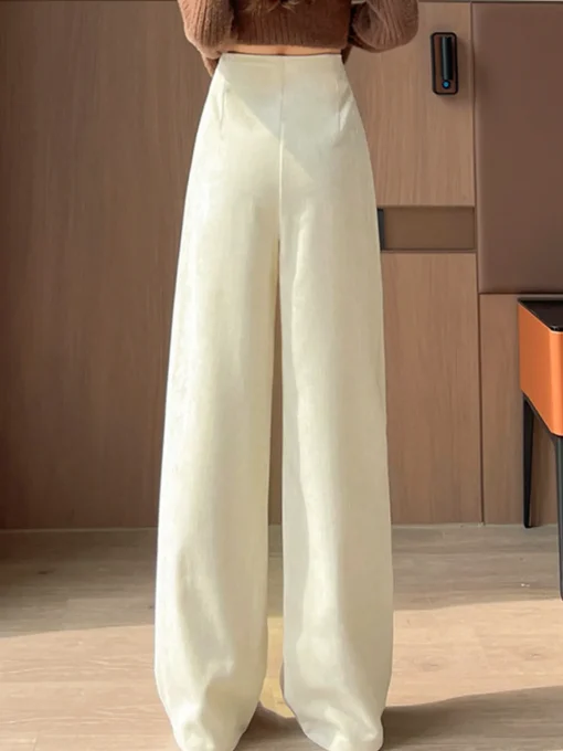 COMMENSE Pants|Bottoms^Casual Corduroy Pants Without Belt Off-White