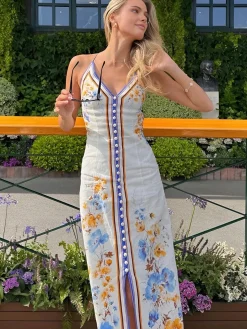 COMMENSE Dresses^Casual Floral Printed Halter Long Dress Multicolor