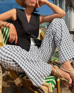 COMMENSE Wide Leg|Pants^Casual Plaid Wide Leg Pants BlackandWhite