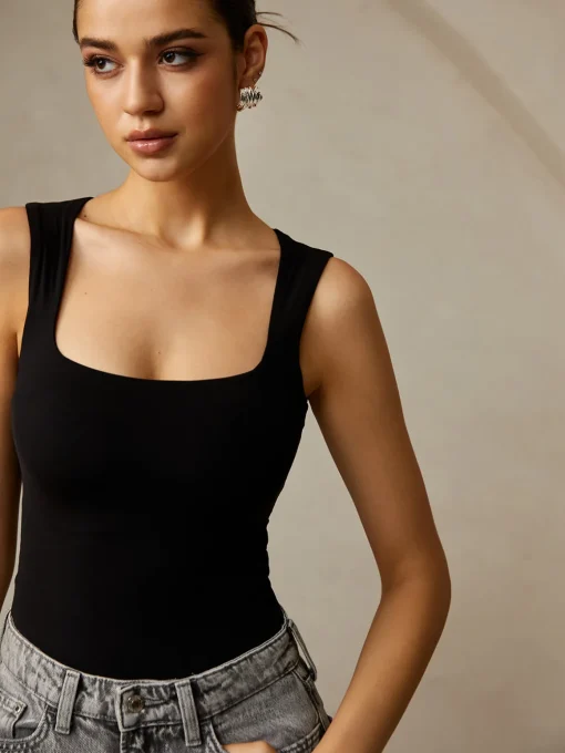 COMMENSE Tank Tops & Camis|Tops^Casual Plain Tank Top Black