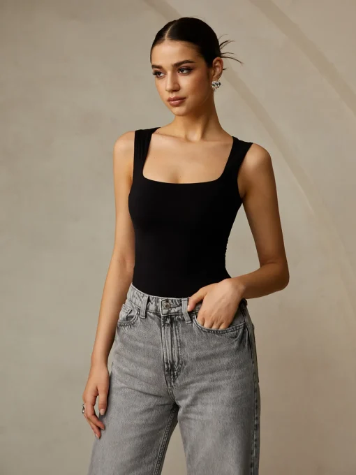 COMMENSE Tank Tops & Camis|Tops^Casual Plain Tank Top Black