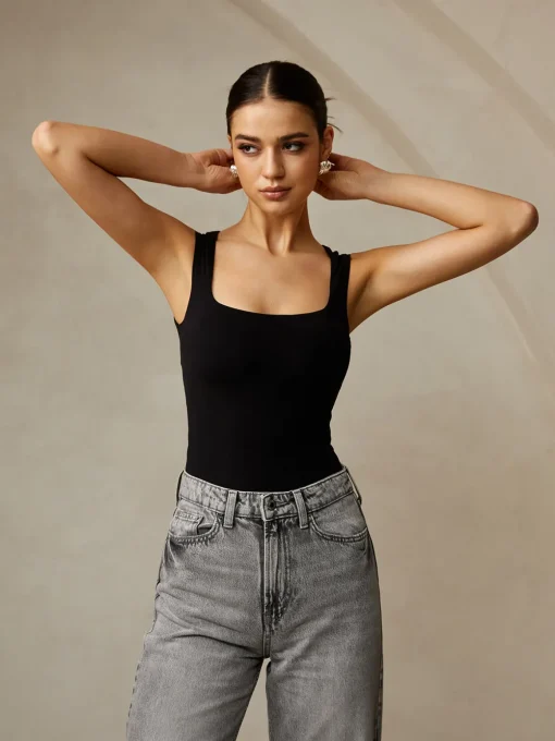 COMMENSE Tank Tops & Camis|Tops^Casual Plain Tank Top Black