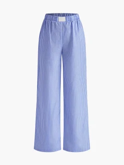 COMMENSE Wide Leg|Pants^Casual Striped Wide Leg Pants Black