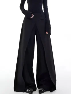 COMMENSE Pants|Bottoms^Casual Wide-Leg Thin Pants Black