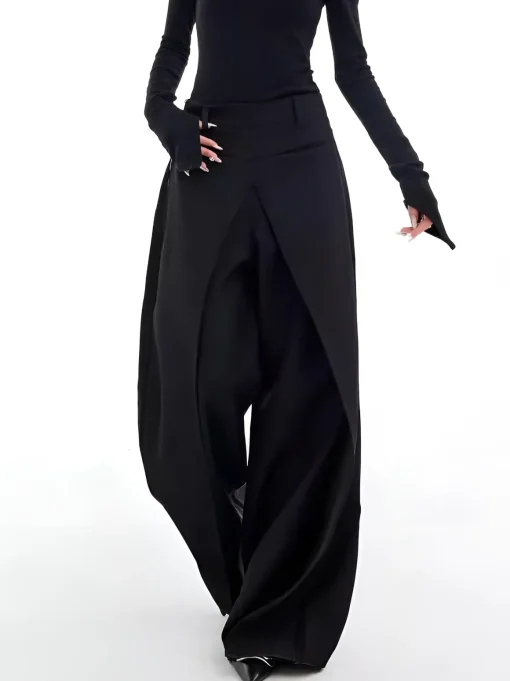 COMMENSE Pants|Bottoms^Casual Wide-Leg Thin Pants Black