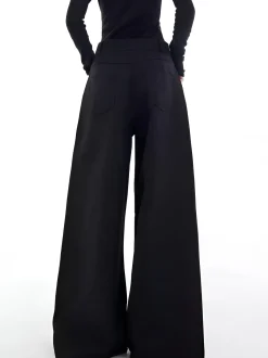 COMMENSE Pants|Bottoms^Casual Wide-Leg Thin Pants Black
