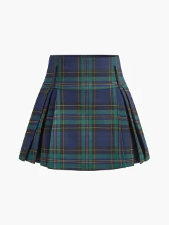 COMMENSE Skirts|Bottoms^Checked Zipper Mini Skirt Burgundy