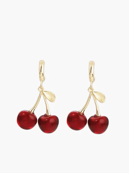 COMMENSE Earrings|Accessories^Cherry Stud Drop Earrings Burgundy