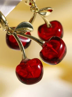 COMMENSE Earrings|Accessories^Cherry Stud Drop Earrings Burgundy