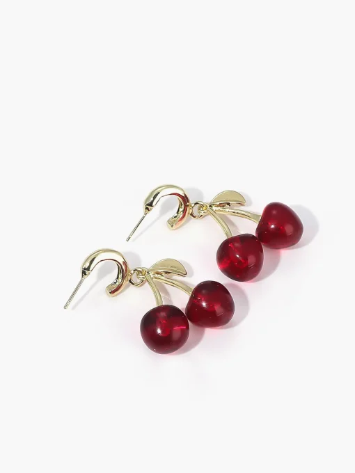 COMMENSE Earrings|Accessories^Cherry Stud Drop Earrings Burgundy