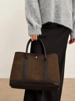COMMENSE Bags|Accessories^Chevron Button Clasp Tote Bag Brown