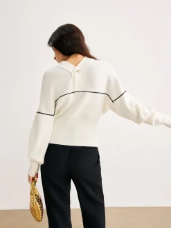 COMMENSE Cardigans|Sweaters & Cardigans^Chic Contrast Piping Button Cardigan Apricot