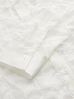 COMMENSE Tops^Chiffon Tassel Polo Shirt White