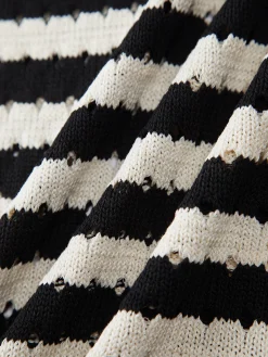 COMMENSE Sweater Vests|Sweaters & Cardigans^Classy Stripe Crochet Sweater Vest Black