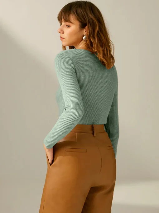 COMMENSE Sweater Tops|Sweaters & Cardigans^Clouds Ribbed Pullover Sweater LightKhaki