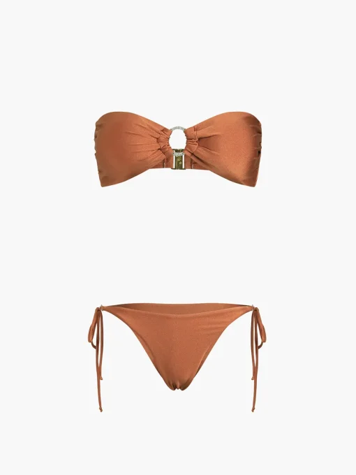 COMMENSE Swimwear|Tops^Cocoa Beans Two Piece Bikini Bathing Suit OrangeRed
