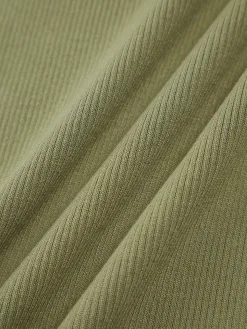 COMMENSE Casual Dresses|Work Dresses^Collared Ribbed Square Neck Short Dress Green