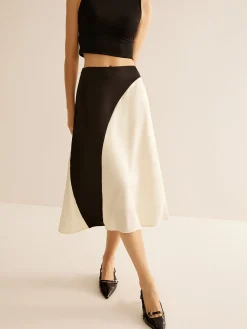 COMMENSE Skirts|Bottoms^Color Block Midi Skirt BlackandWhite