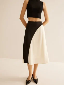 COMMENSE Skirts|Bottoms^Color Block Midi Skirt BlackandWhite