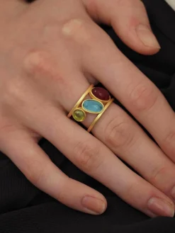 COMMENSE Rings & Bracelets|Accessories^Colorful Gemstone Stacking Ring Gold