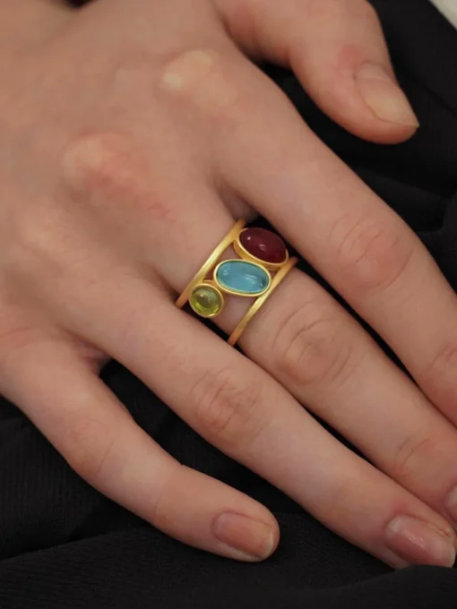 COMMENSE Rings & Bracelets|Accessories^Colorful Gemstone Stacking Ring Gold