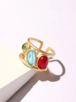 COMMENSE Rings & Bracelets|Accessories^Colorful Gemstone Stacking Ring Gold
