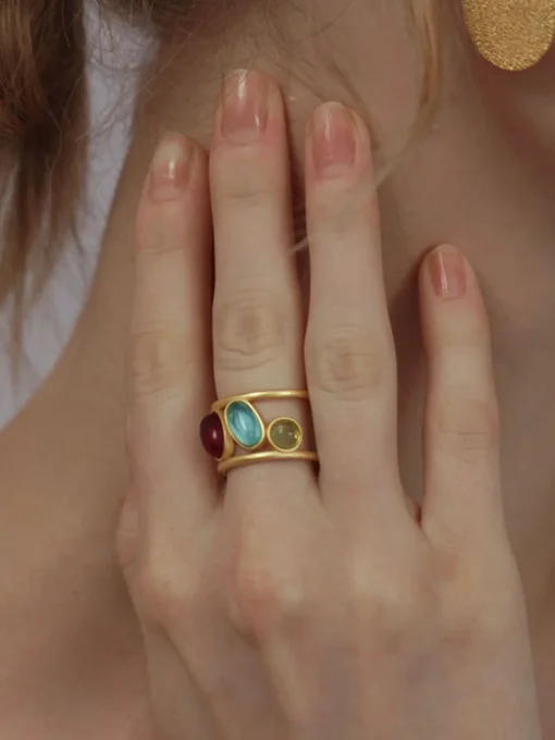 COMMENSE Rings & Bracelets|Accessories^Colorful Gemstone Stacking Ring Gold