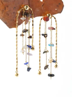 COMMENSE Earrings|Accessories^Colorful Natural Stone Tassel Earrings Multicolor