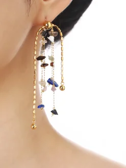 COMMENSE Earrings|Accessories^Colorful Natural Stone Tassel Earrings Multicolor