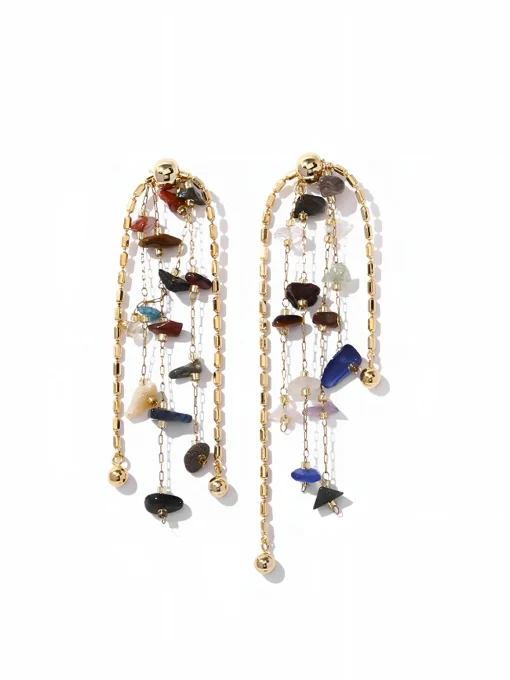 COMMENSE Earrings|Accessories^Colorful Natural Stone Tassel Earrings Multicolor