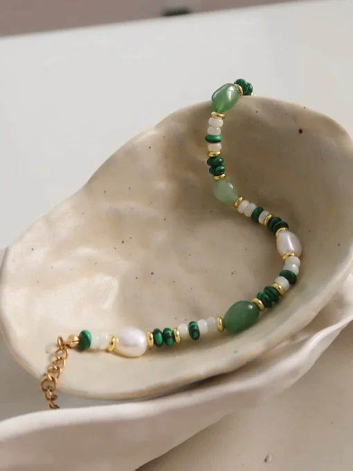COMMENSE Rings & Bracelets|Accessories^Colorful Pearl Malachite Bracelet Green