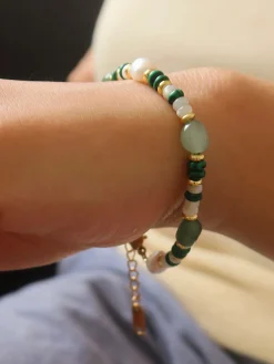 COMMENSE Rings & Bracelets|Accessories^Colorful Pearl Malachite Bracelet Green
