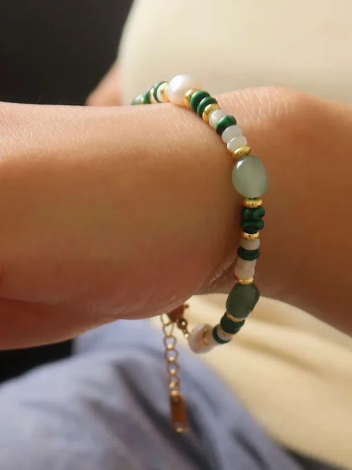 COMMENSE Rings & Bracelets|Accessories^Colorful Pearl Malachite Bracelet Green