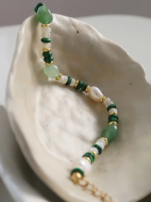 COMMENSE Rings & Bracelets|Accessories^Colorful Pearl Malachite Bracelet Green
