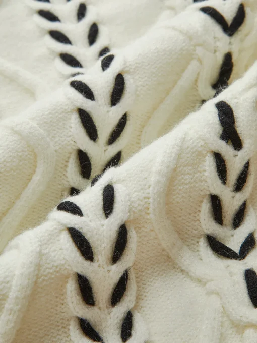 COMMENSE Sweater Tops|Sweaters & Cardigans^Contrast Binding Cinched Sweater White