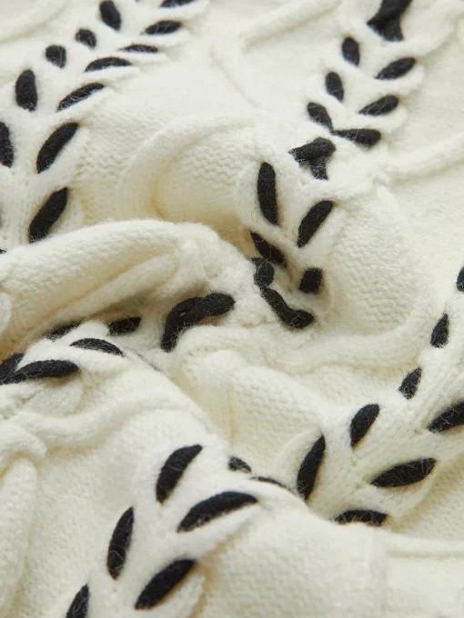 COMMENSE Sweater Tops|Sweaters & Cardigans^Contrast Binding Cinched Sweater White
