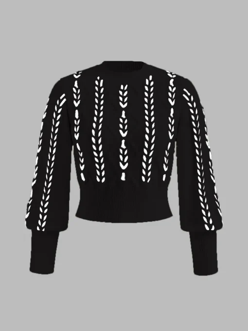 COMMENSE Sweater Tops|Sweaters & Cardigans^Contrast Binding Cinched Sweater White