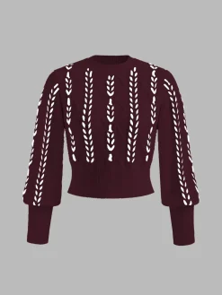 COMMENSE Sweater Tops|Sweaters & Cardigans^Contrast Binding Cinched Sweater White