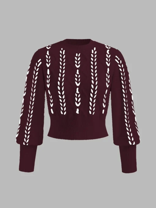COMMENSE Sweater Tops|Sweaters & Cardigans^Contrast Binding Cinched Sweater White