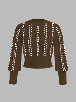 COMMENSE Sweater Tops|Sweaters & Cardigans^Contrast Binding Cinched Sweater White
