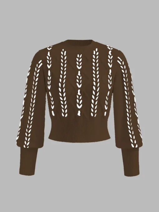 COMMENSE Sweater Tops|Sweaters & Cardigans^Contrast Binding Cinched Sweater White