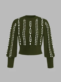 COMMENSE Sweater Tops|Sweaters & Cardigans^Contrast Binding Cinched Sweater White
