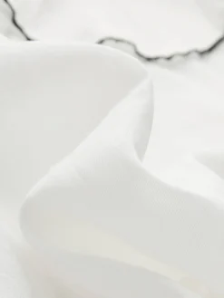 COMMENSE Tops^Contrast Binding Ruffle Thin Blouse White
