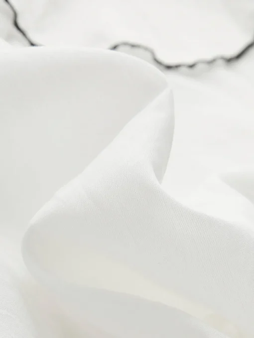 COMMENSE Tops^Contrast Binding Ruffle Thin Blouse White