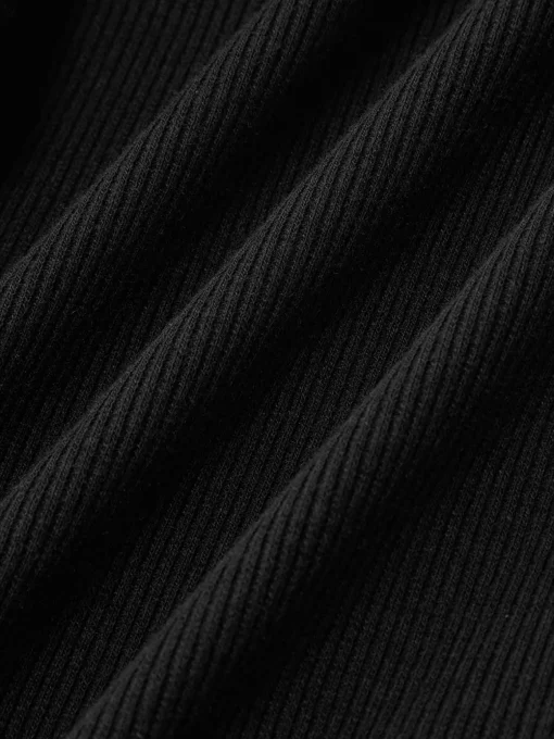 COMMENSE Bodysuits|Tops^Contrast Binding V-Neck Long Sleeve Bodysuit Black